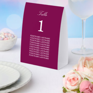 Plaque De Table Noms des invités vin de mûre papier tente de table