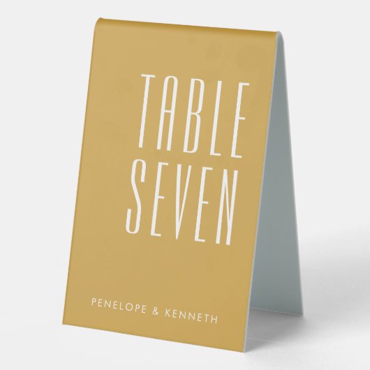 Plaque De Table Noms personnalisés rétro simple Mariage orange jau (Verso)