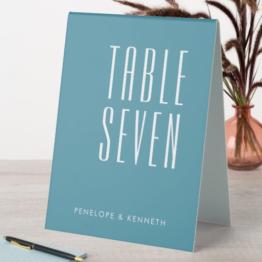 Plaque De Table Noms personnalisés rétro simple Mariage Turquoise  (En SItu (Tableau))