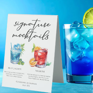 Plaque De Table Non-Alcoolique Blue Lagoon Negroni Mocktails