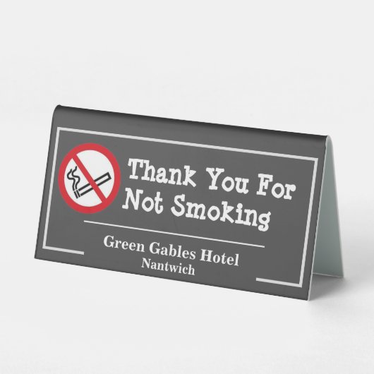 Plaque De Table Non au tabagisme - Merci pour ne pas fumer (Verso)