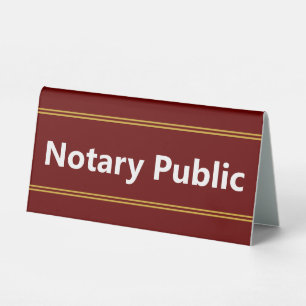 Plaque De Table Notaire public rouge foncé blanc titre Modèle text