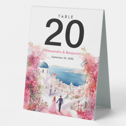 Plaque De Table Notre jour de mariage en aquarelle | MARIAGE (Verso)