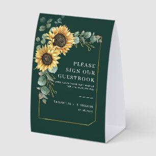 Plaque De Table Notre Livre d'Or Fleur de Tournesol Eucalyptus