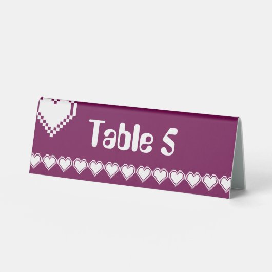 Plaque De Table Notre panneau de tente de table Cœurs 8 bits dans (Recto)