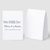 Plaque De Table Nous faisons toujours couple nom date bleu pastel (Recto/verso)