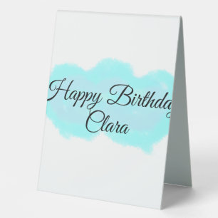 Plaque De Table Nuages bleu vert pastel heureux anniversaire enfan