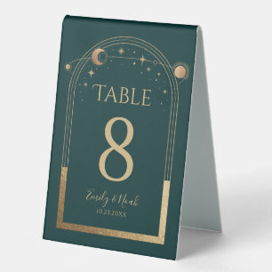 Plaque De Table Nuit étoilée verte céleste élégante de mariage de