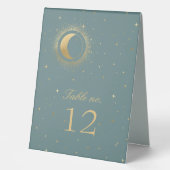 Plaque De Table Numéro de lune d'or céleste Pastel (Recto)
