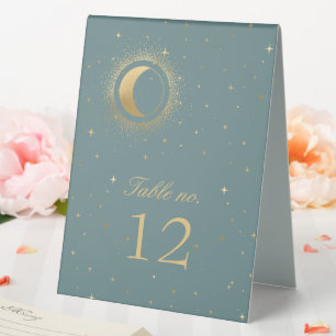 Plaque De Table Numéro de lune d'or céleste Pastel