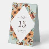 Plaque De Table Numéro de Mariage de l'aquarelle verte de la menth (Verso)