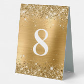 Plaque De Table Numéro de Mariage de l'huile d'or Glittery (Verso)