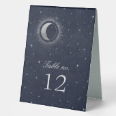 Plaque De Table Numéro de Mariage des étoiles d'argent céleste (Recto)