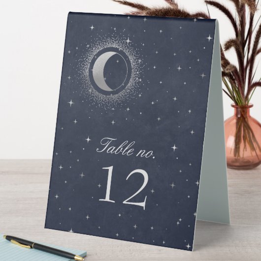 Plaque De Table Numéro de Mariage des étoiles d'argent céleste (En SItu (Tableau))