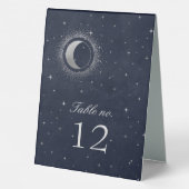 Plaque De Table Numéro de Mariage des étoiles d'argent céleste (Verso)