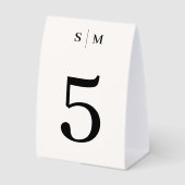 Plaque De Table Numéro de mariage élégant en monogramme classique (Recto)