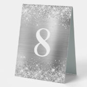 Plaque De Table Numéro de mariage en feuille d'argent scintillant (Recto)