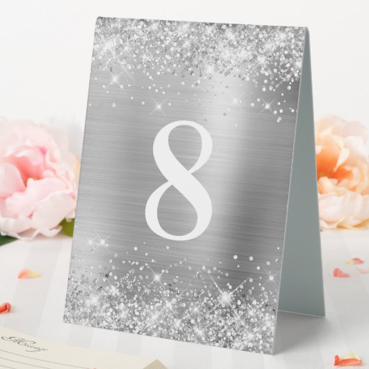 Plaque De Table Numéro de mariage en feuille d'argent scintillant (In SItu (Mariage))