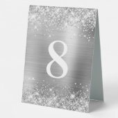 Plaque De Table Numéro de mariage en feuille d'argent scintillant (Verso)