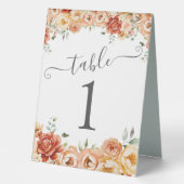 Plaque De Table Numéro de Mariage Floral Watercolor (Recto)