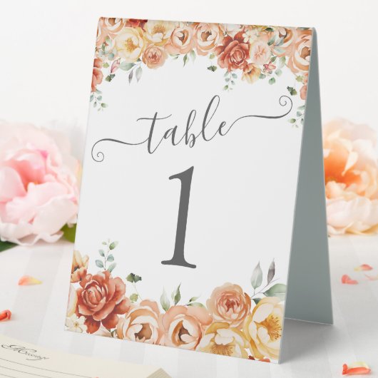Plaque De Table Numéro de Mariage Floral Watercolor (In SItu (Mariage))