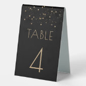 Plaque De Table Numéro de mariage noir Glitter Glam Or (Verso)