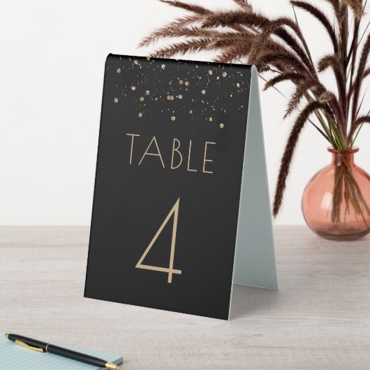 Plaque De Table Numéro de mariage noir Glitter Glam Or (En SItu (Tableau))