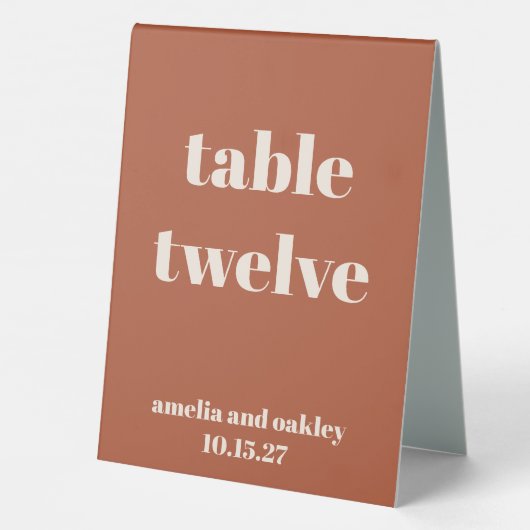 Plaque De Table Numéro de mariage personnalisé Gras Rust Fall Retr (Verso)