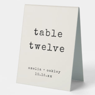 Plaque De Table Numéro de mariage personnalisé sur papier ivoire à