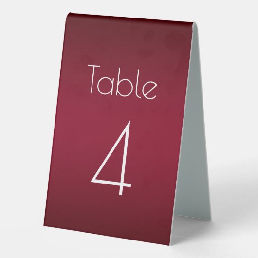 Plaque De Table Numéro de Mariage rouge Bourgogne (Verso)