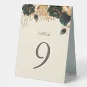 Plaque De Table Numéro de Rose d'émeraude or Aquarelle (Recto)