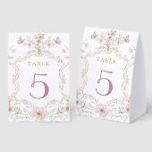 Plaque De Table numéro de table à cadre floral aquarelle (Recto/verso)