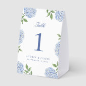 Plaque De Table Numéro de table à fleurs d'hortensia bleu simple (Verso)
