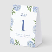 Plaque De Table Numéro de table à fleurs d'hortensia bleu simple (Recto)