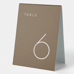 Plaque De Table Numéro de table Brown minimaliste moderne
