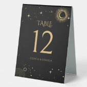 Plaque De Table Numéro de table céleste noire mystique de la lune (Recto)