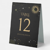 Plaque De Table Numéro de table céleste noire mystique de la lune (Verso)