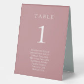 Plaque De Table Numéro de table classique Dusty Rose avec tableau  (Recto)