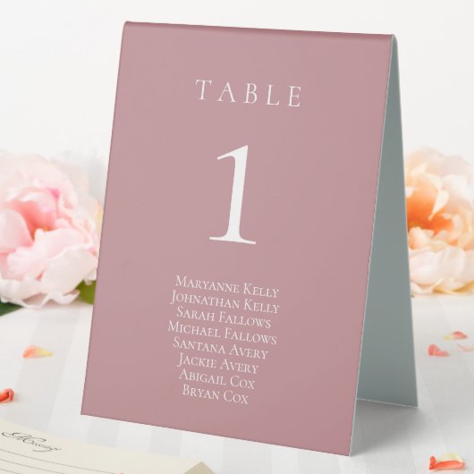 Plaque De Table Numéro de table classique Dusty Rose avec tableau  (In SItu (Mariage))