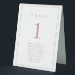 Plaque De Table Numéro de table classique Dusty Rose avec tableau<br><div class="desc">Ces magnifiques numéros de table de rose poussiéreux comprennent également un tableau de sièges pour rendre simple pour vos invités de trouver facilement leur table. Notre design se compose d'une couleur arrière - plan blanche avec rose/rougeur poussiéreux, contour élégant et police pour votre numéro de table et les noms des...</div>