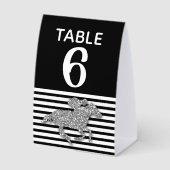 Plaque De Table Numéro de table Course de Cheval Argent Noir Blanc (Recto)