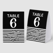 Plaque De Table Numéro de table Course de Cheval Argent Noir Blanc (Recto/verso)