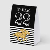 Plaque De Table Numéro de table Course de chevaux en or Noir Blanc (Recto)