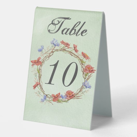 Plaque De Table Numéro de table de couronne de fleur sauvage rusti (Verso)
