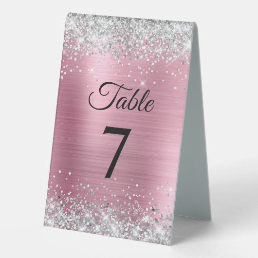 Plaque De Table Numéro de table de la Parties scintillant d'argent (Verso)