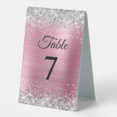 Plaque De Table Numéro de table de la Parties scintillant d'argent (Recto)