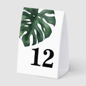 Plaque De Table Numéro de table de mariage à feuille tropicale Mon (Verso)