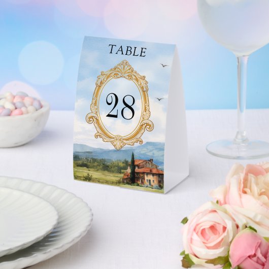 Plaque De Table Numéro de table de mariage à la campagne toscane (Insitu (mariage))