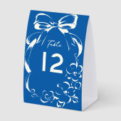 Plaque De Table Numéro de table de mariage à ruban fantaisiste ble (Recto)