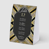 Plaque De Table Numéro de table de mariage Art Déco Goldy avec nom (Verso)